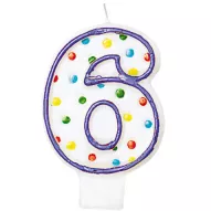 Narozeninová svíčka číslo 6 s tečkami 7,6cm