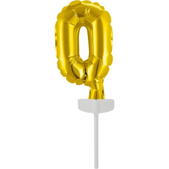 Fóliový balónek zlatý mini - zápich do dortu číslo 0