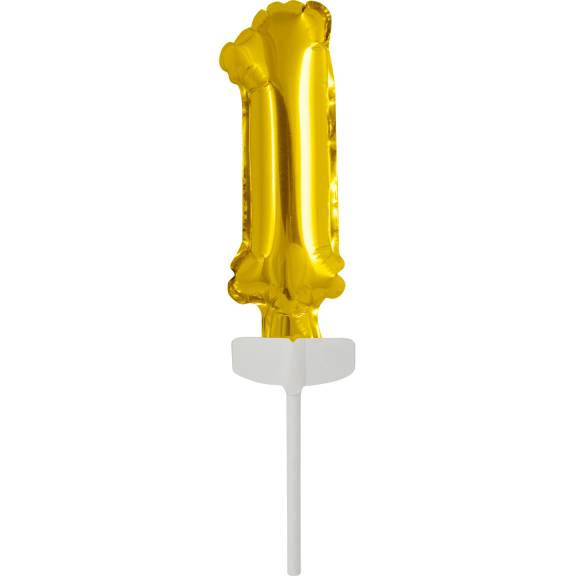 Fóliový balónek zlatý mini - zápich do dortu číslo 1