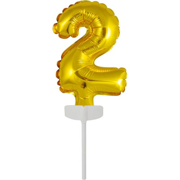 Fóliový balónek zlatý mini - zápich do dortu číslo 2