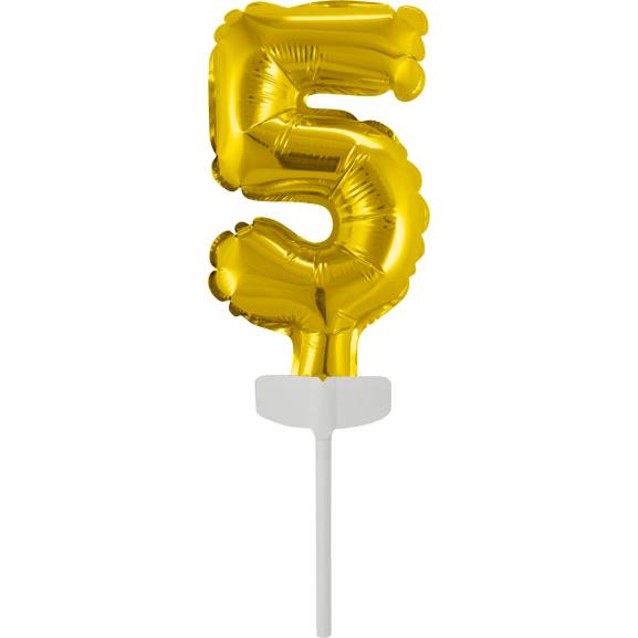 Fóliový balónek zlatý mini - zápich do dortu číslo 5