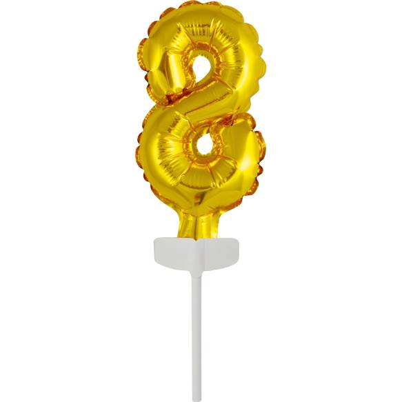 Fóliový balónek zlatý mini - zápich do dortu číslo 8