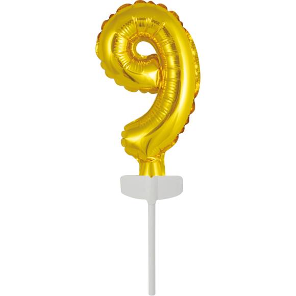 Fóliový balónek zlatý mini - zápich do dortu číslo 9