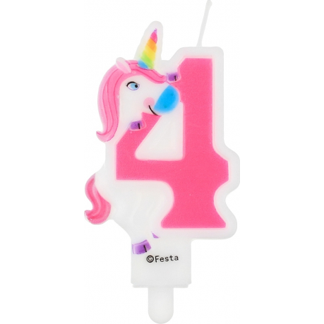 Svíčky na dort číslice 4 unicorn 7,8cm