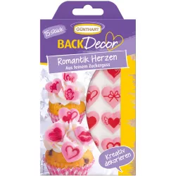 Curkové dekorace na dort 15ks srdce