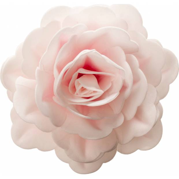 Jedlý cukrový obří květ růže bílo růžová z jedlého papíru 12,5cm
