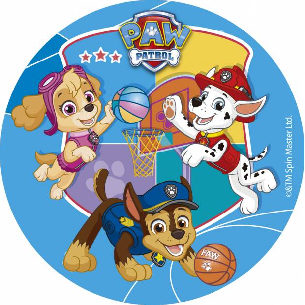 Fondánový papír paw patrol basketbal 15,5cm