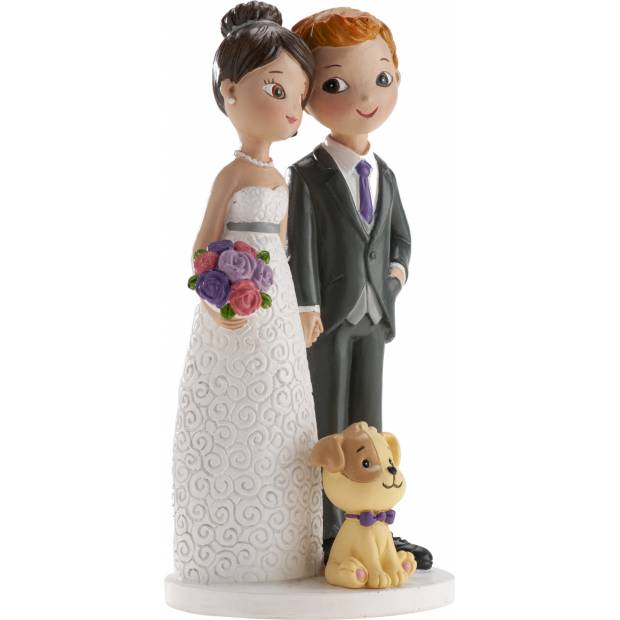 Svatební figurka na dort s pejskem 16cm