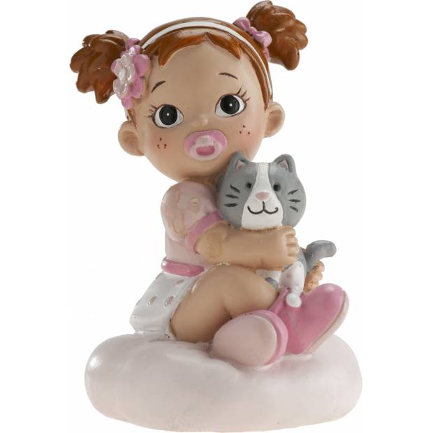 Figurka na dor holčička s kočkou 10cm