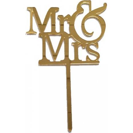 Zápich na dort Mr and MRS zlatý
