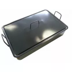 Smaltovaný pekáč s poklicí 50x30cm uvnitř modrý - Czech gastro profi