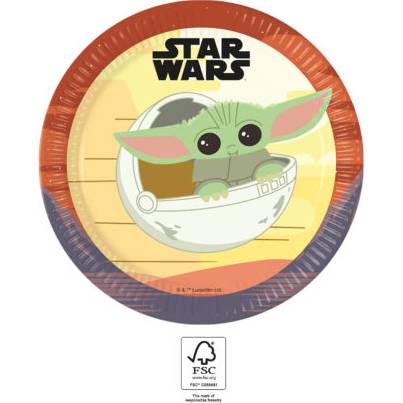 Papírový talířek na párty 23cm 8ks Star Wars Yoda