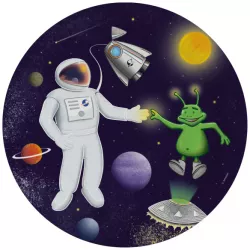 Papírový talíř na párty 8ks 23cm kosmonaut s ufonem ve vesmíru