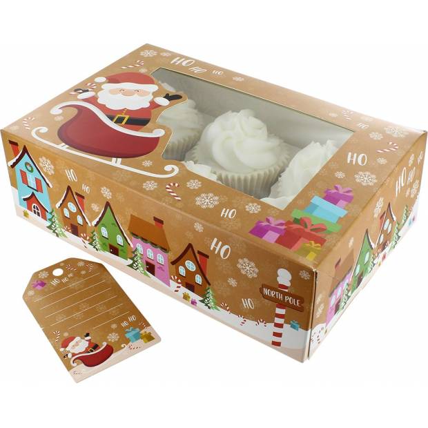 Vánoční krabička na mufinny na 6/12 muffinů Santa 1ks