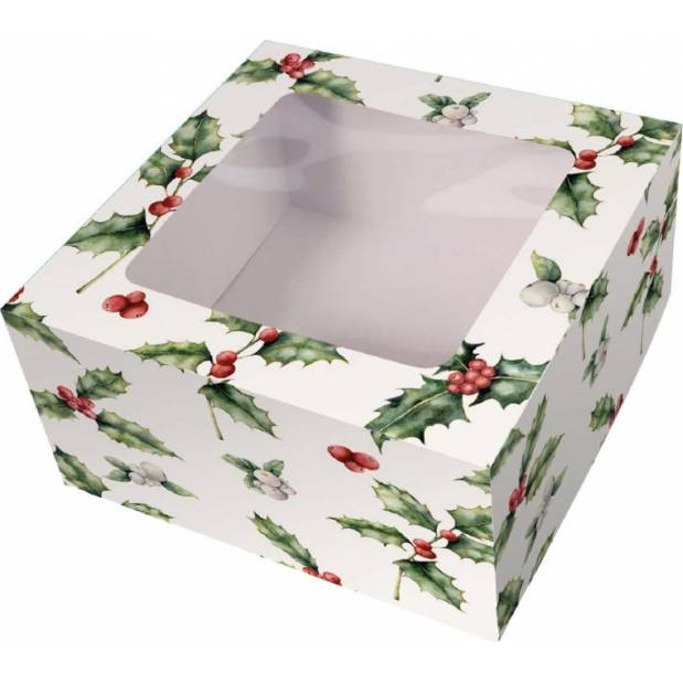 Vánoční krabička na mufinny 203x101mm cesmína