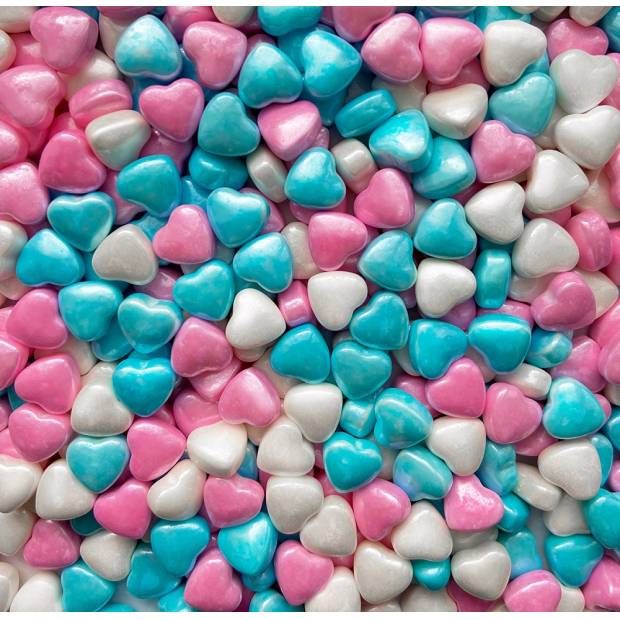 Michelle cukrové zdobení Srdíčka bílá, růžová a modrá (50 g)