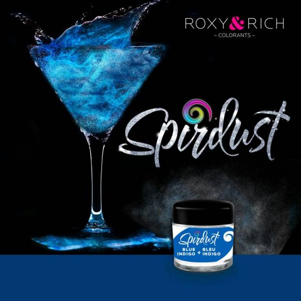 Metalická barva do nápojů Spirdust modrá indigo 1,5g