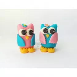 Figurka na dort sova růžová 30g 1ks z kokosové hmoty