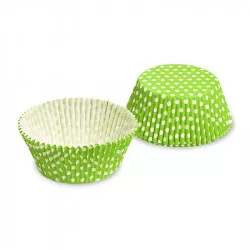 Cukrářský košíček bílo žlutozelený s puntíky 50x30mm 40ks