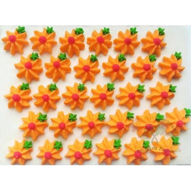 Cukrové květy oranžové na platíčku 30ks