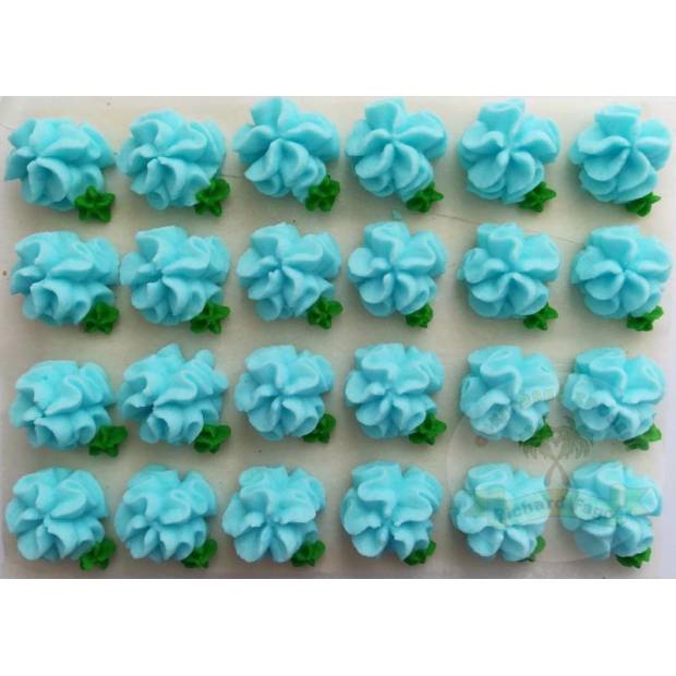 Cukrové květy modré na platíčku 24ks