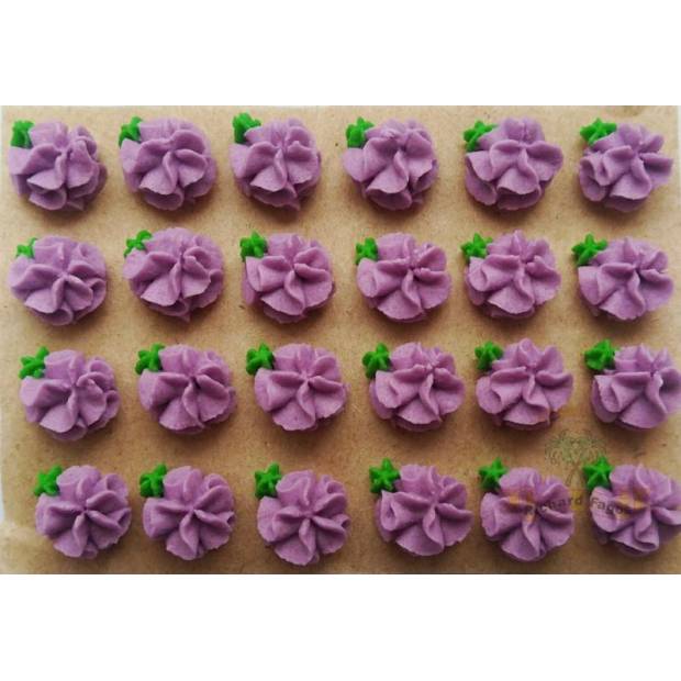 Cukrové květy fialové na platíčku 24ks