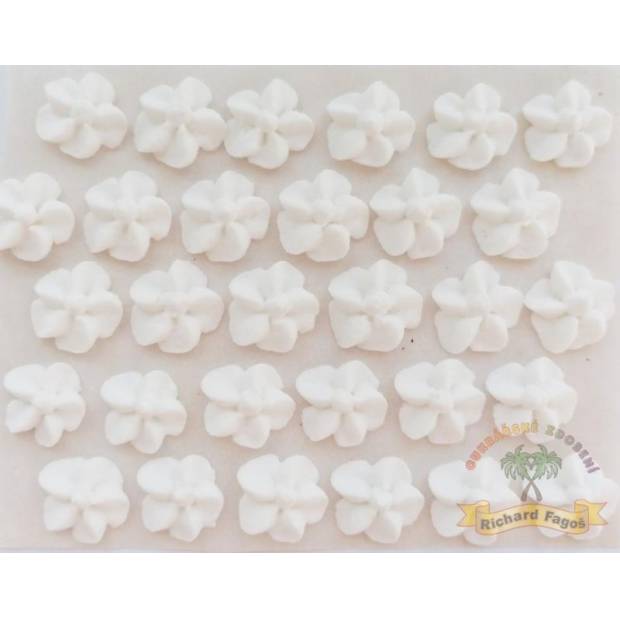 Cukrové květy bílé svatební na platíčku 30ks