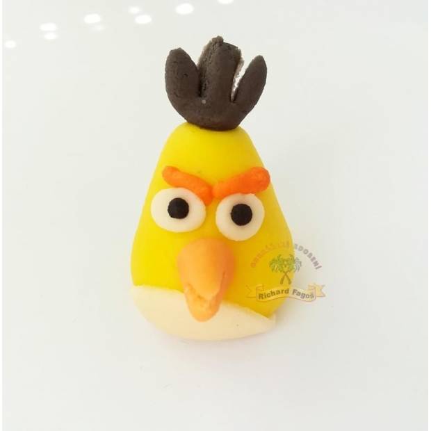 Figurka na dort Angry Birds Chuck 4cm  z kokosové hmoty