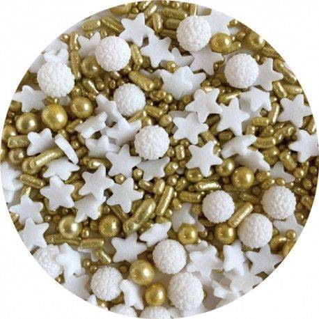 Cukrové zdobení hvězdičky 60g zlato bílé zdobení