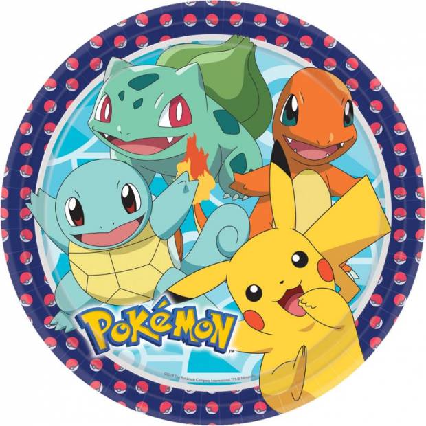 Papírový talíř 8ks Pokemon 23cm, 8ks