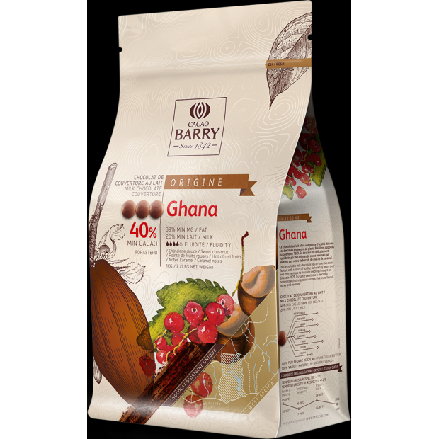 Cacao Barry Origin čokoláda Ghana mléčná 40% 1kg