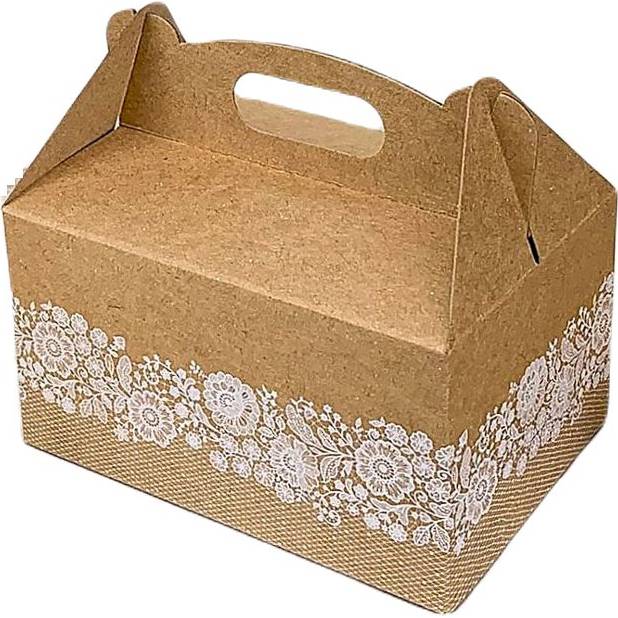 Svatební krabička na výslužku s krajkou 130 × 90 × 70 mm 8ks