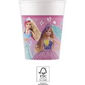 Papírové kelímky barbie 200ml, 8ks