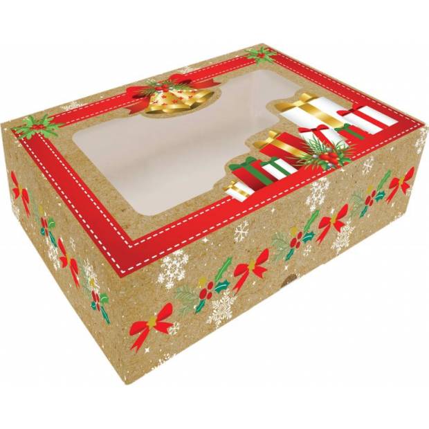 Krabička na cukroví skládací s okénkem 22x15x5cm 1ks dárečky