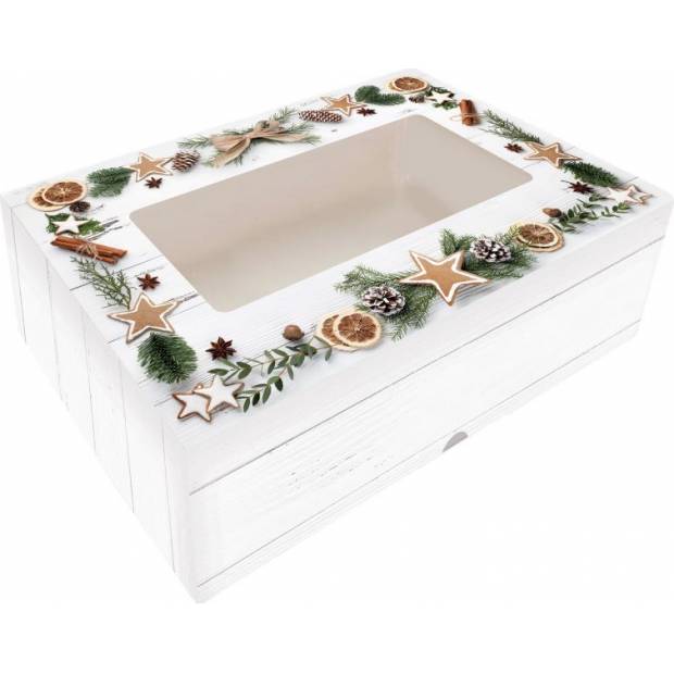 Krabička na cukroví skládací s okénkem 22x15x5cm  1ks vánoční dekorace