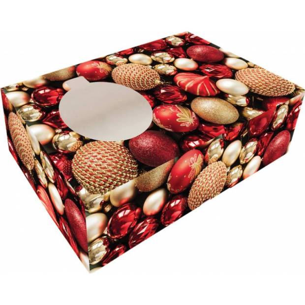 Krabička na cukroví skládací s okénkem 25x15x7cm 1ks vánoční ozdoba