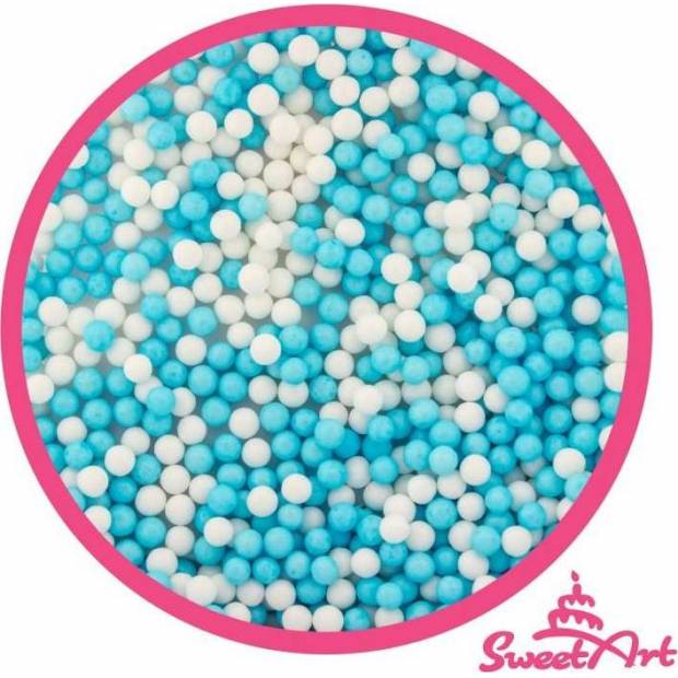 SweetArt cukrové perly modré a bílé 5 mm (80 g)