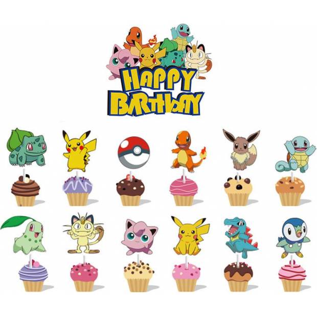 Zápich do dortu a muffinů 13ks Pokémon