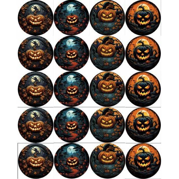 Jedlý papír k vystříhnutí na muffiny Halloween dýně mix 5cm