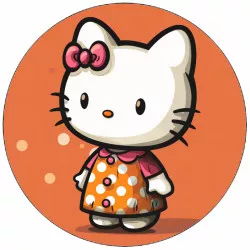 Jedlý papír Hello Kitty v oranžových šatech 19,5 cm