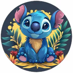 Jedlý papír Stitch s květinami v pozadí 19,5 cm