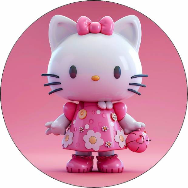 Jedlý papír Hello Kitty v růžových šatech 19,5 cm