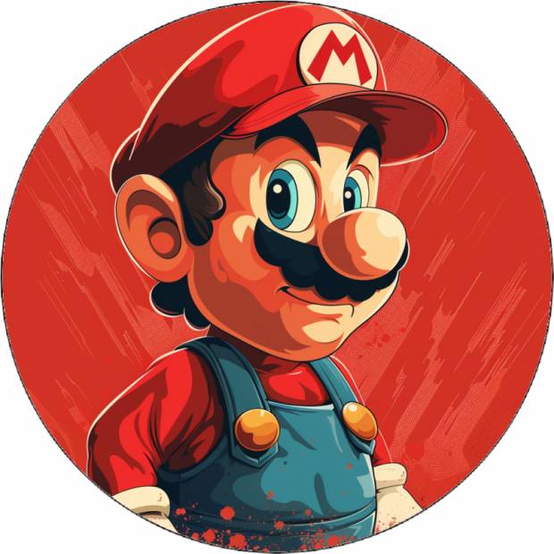 Jedlý papír Super Mario červené pozadí 19,5 cm