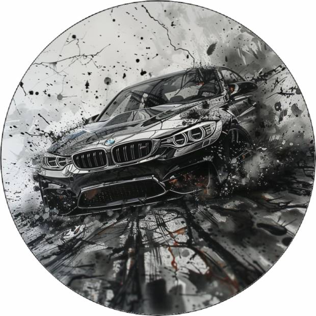 Jedlý papír BMW černobílá fotka 19,5 cm
