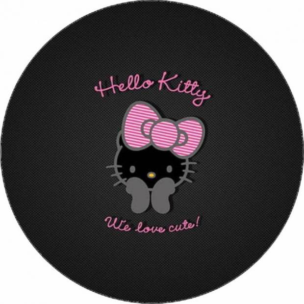 Jedlý papír Hello Kitty s mašlí na černém pozadí 19,5 cm