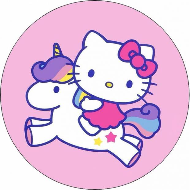 Jedlý papír Hello Kitty na jednorožci 19,5 cm