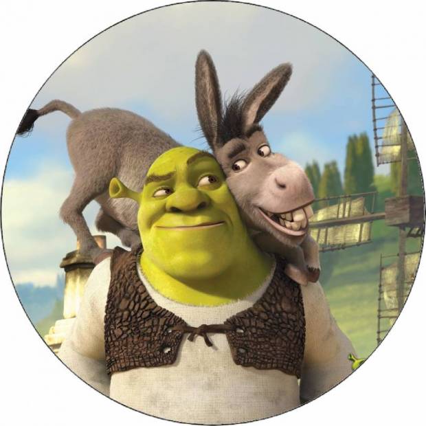 Jedlý papír Shrek a oslík 19,5 cm