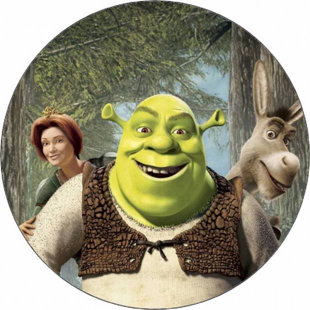 Jedlý papír Shrek, Fiona a oslík 19,5 cm