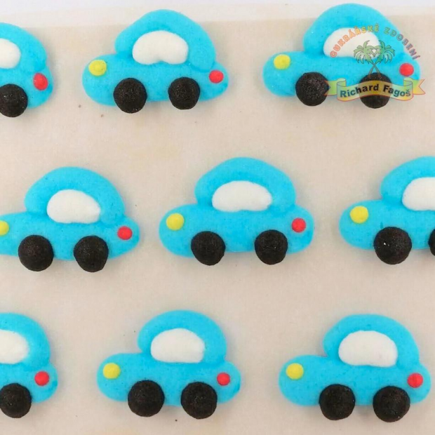Cukrová dekorace modrá autíčka 9ks