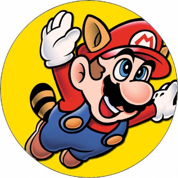 Jedlý papír Super Mario letící žlutý podklad 19,5 cm